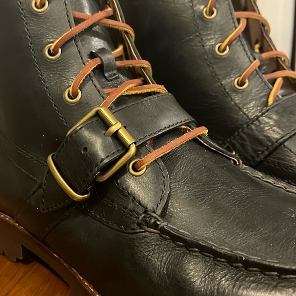Polo Ralph Lauren Ranger moc toe monc strap boots new navy blue Mens Size 10.5 - Picture 9 of 16